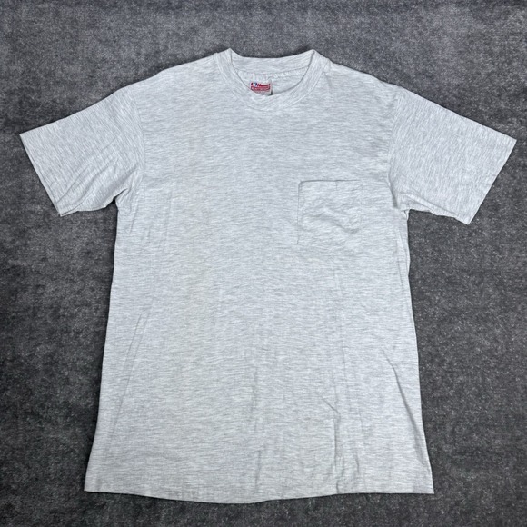 Vintage Hanes Heavyweight T-Shirt Men's Large Heathered Gray Blank‎ Short Sleeve - Picture 1 of 7